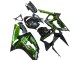 2003-2004 Kawasaki ZX6R Motorcycle Fairings - Glossy Black Green Flame