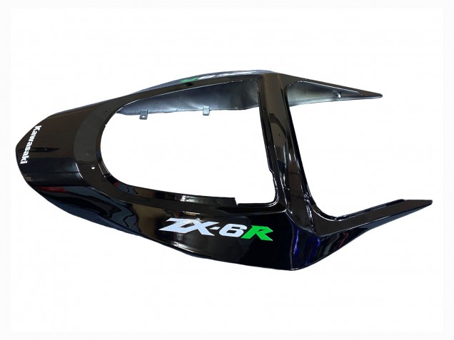 2003-2004 Kawasaki ZX6R Motorcycle Fairings - Glossy Black Green Flame
