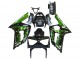 2003-2004 Kawasaki ZX6R Motorcycle Fairings - Glossy Black Green Flame