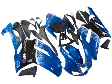 Custom 2007-2008 Kawasaki ZX6R Motorcycle Fairings - Black Blue Elf