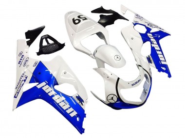 Custom 2000-2002 Suzuki GSXR1000 Motorcycle Fairings - White Blue Jordan 59