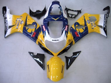 Custom 2000-2002 Suzuki GSXR1000 Motorcycle Fairings - Yellow Dark Blue White Motul Corona
