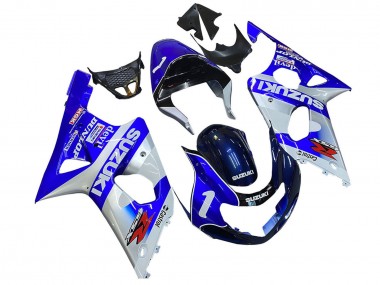 Custom 2000-2002 Suzuki GSXR1000 Motorcycle Fairings - Blue White Silver Castrol Dunlop