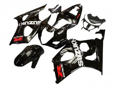 Custom 2003-2004 Suzuki GSXR 1000 Motorcycle Fairings - Glossy Black White Red Decals