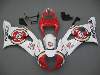 Custom 2003-2004 Suzuki GSXR 1000 Motorcycle Fairings - White Red Motul Lucky Strike