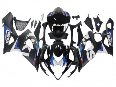Custom 2005-2006 Suzuki GSXR 1000 Motorcycle Fairings - Black Blue White Motul