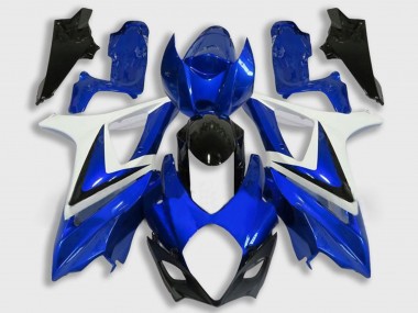 Custom 2007-2008 Suzuki GSXR 1000 Motorcycle Fairing - White Blue Black