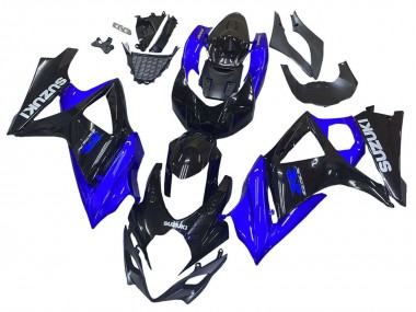 Custom 2007-2008 Suzuki GSXR 1000 Motorcycle Fairing Kits - Blue Glossy Black