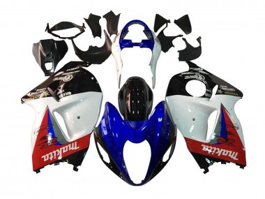 Custom 1996-2007 Suzuki GSXR 1300 Hayabusa Motorcycle Fairings - White Blue Red Makita Black