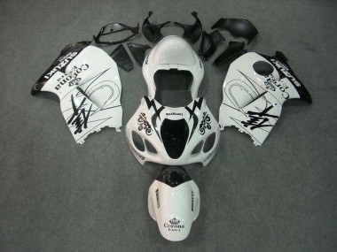Custom 1996-2007 Suzuki GSXR 1300 Hayabusa Motorcycle Fairings - White Black Corona