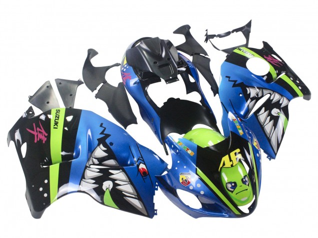 1996-2007 Suzuki GSXR 1300 Hayabusa Motorcycle Fairings - Blue Green Shark 46