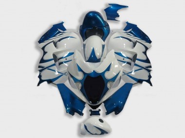 Custom 1996-2007 Suzuki GSXR 1300 Hayabusa Motorcycle Fairings - White Dark Blue