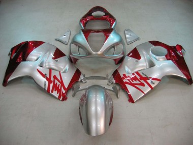 Custom 1996-2007 Suzuki GSXR 1300 Hayabusa Motorcycle Fairings - Silver Red Hayabusa