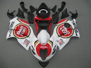 Custom 1996-2007 Suzuki GSXR 1300 Hayabusa Motorcycle Fairings - White Red Motul