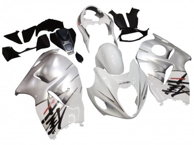 Custom 1996-2007 Suzuki GSXR 1300 Hayabusa Motorcycle Fairings - White Silver Hayabusa