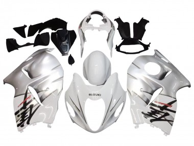 Custom 1996-2007 Suzuki GSXR 1300 Hayabusa Motorcycle Fairings - White Silver Hayabusa