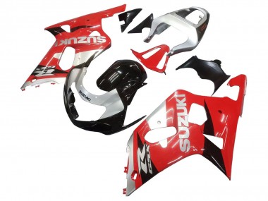 Custom 2001-2003 Suzuki GSXR 600 / GSXR 750 Motorcycle Fairing - Red White Glossy Black