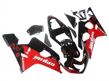 Custom 2004-2005 Suzuki GSXR 600 / GSXR 750 Motorcycle Fairings - Glossy Black Red Jordan Michelin