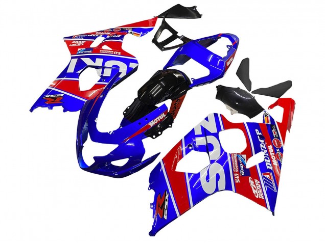 2004-2005 Suzuki GSXR 600 / GSXR 750 Motorcycle Fairings - Blue Red Black Motul Dunlop