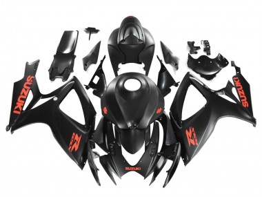 Custom 2004-2005 Suzuki GSXR 600 / GSXR 750 Motorcycle Fairings - Matte Black Red Decal