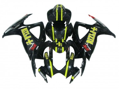 Custom 2006-2007 Suzuki GSXR 600 / GSXR 750 Motorcycle Fairings - Glossy Black Yellow Rizla