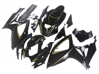 Custom 2006-2007 Suzuki GSXR 600 / GSXR 750 Motorcycle Fairings - Glossy Black Gold Stripe