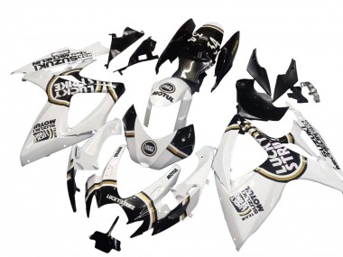 Custom 2006-2007 Suzuki GSXR 600 / GSXR 750 Motorcycle Fairings - White Black Lucky Strike Motul