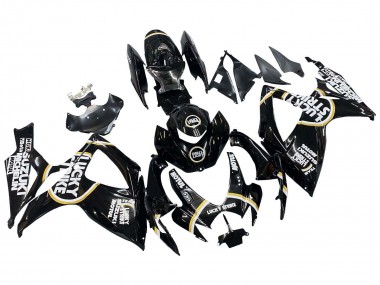 Custom 2006-2007 Suzuki GSXR 600 / GSXR 750 Motorcycle Fairings - Glossy Black White Motul Lucky Strike