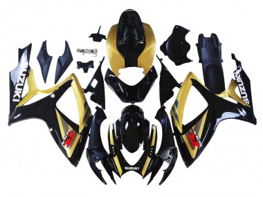 Custom 2006-2007 Suzuki GSXR 600 / GSXR 750 Motorcycle Fairings - Gold Glossy Black Red