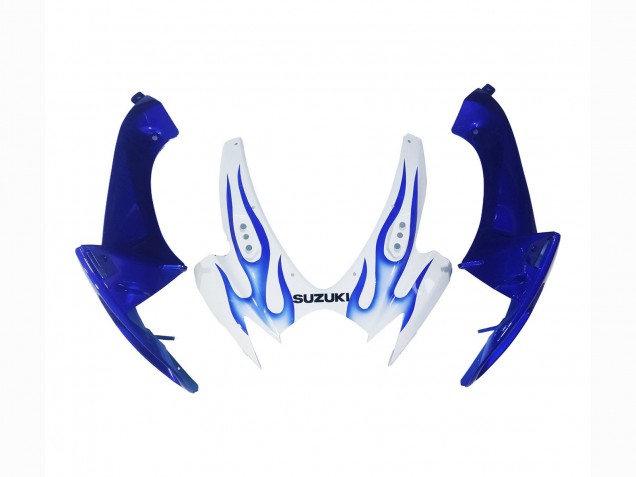 2006-2007 Suzuki GSXR 600 / GSXR 750 Motorcycle Fairings - White Blue Flame