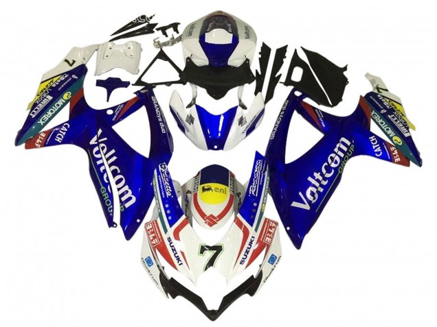 2006-2007 Suzuki GSXR 600 / GSXR 750 Motorcycle Fairings - White Blue Yellow Red Voltcom