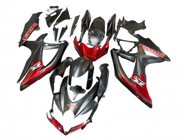 Custom 2008-2010 Suzuki GSXR 600 / GSXR 750 Motorcycle Fairings - Matte Black Red
