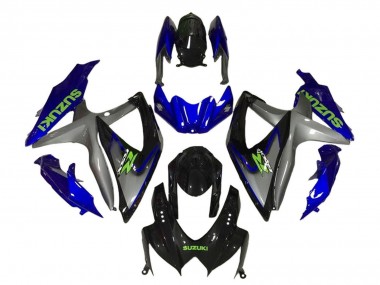 Custom 2008-2010 Suzuki GSXR 600 / GSXR 750 Motorcycle Fairings - Blue Grey Glossy Black Green