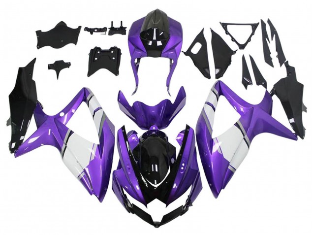 2008-2010 Suzuki GSXR 600 / GSXR 750 Motorcycle Fairings - Purple White Glossy Black