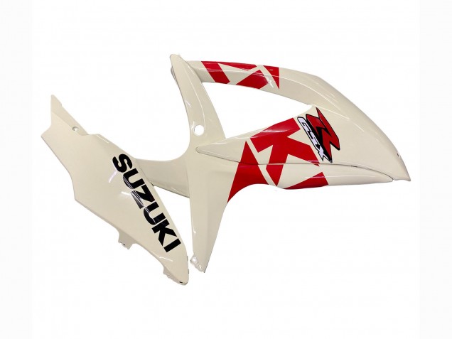 2008-2010 Suzuki GSXR 600 / GSXR 750 Motorcycle Fairings - Cream White Red Black