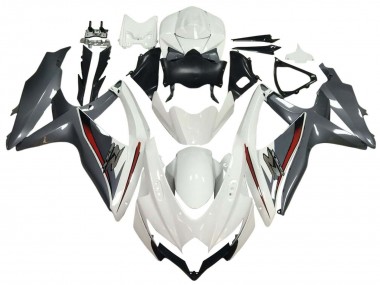 Custom 2008-2010 Suzuki GSXR 600 / GSXR 750 Motorcycle Fairings - White Grey Red