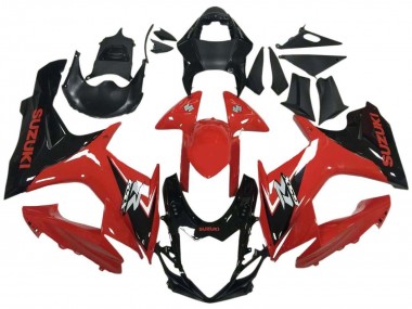 Custom 2011-2024 Suzuki GSXR 600 / GSXR 750 Motorcycle Fairing - Red Glossy Black