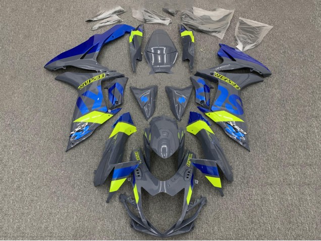2011-2024 Suzuki GSXR 600 / GSXR 750 Motorcycle Fairings - Dark Nardo Grey Blue Fluorescent Yellow