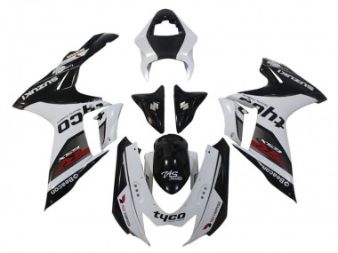 Custom 2011-2024 Suzuki GSXR 600 / GSXR 750 Motorcycle Fairings - White Black Tyco Beacon