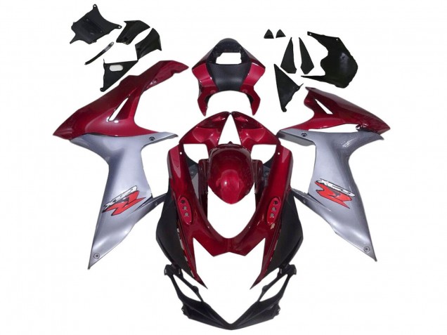 2011-2024 Suzuki GSXR 600 / GSXR 750 Motorcycle Fairings - Red Silver