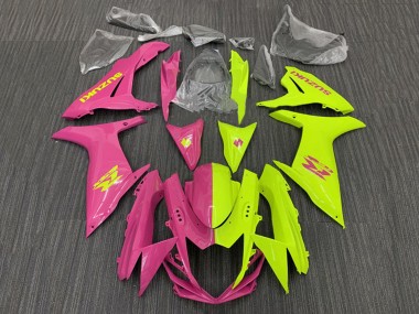 Custom 2011-2024 Suzuki GSXR 600 / GSXR 750 Motorcycle Fairings - Pink Yellow Split