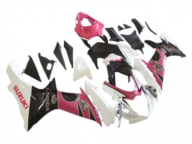 Custom 2011-2024 Suzuki GSXR 600 / GSXR 750 Motorcycle Fairings - White Pink Black Corona