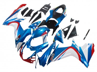 Custom 2011-2024 Suzuki GSXR 600 / GSXR 750 Motorcycle Fairings - Blue White Red