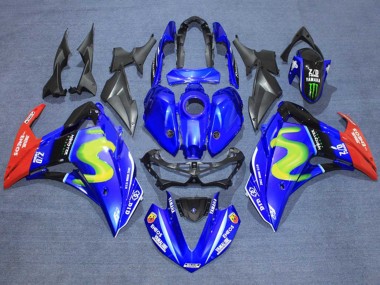 Custom 2015-2018 Yamaha YZF R3/R25 Motorcycle Fairings - Blue Glossy Black Red ENEOS Monster