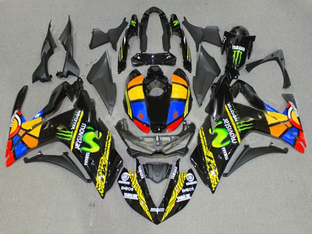 2015-2018 Yamaha YZF R3/R25 Motorcycle Fairings - Glossy Black Yellow White Blue ENEOS Monster MoviStar Color Wheel