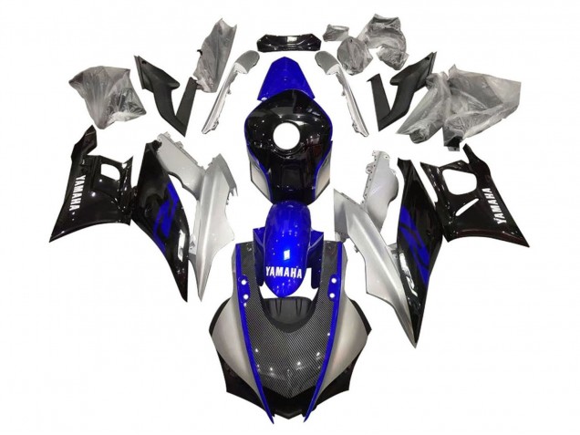 2019-2021 Yamaha YZF R3/R25 Motorcycle Fairings - Silver Blue Black Carbon Fiber Style