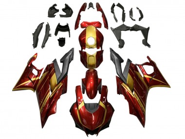 Custom 2019-2021 Yamaha YZF R3/R25 Motorcycle Fairings - Red Gold Matte Black