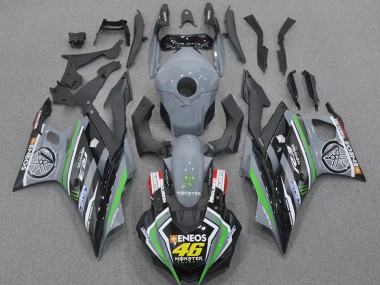 Custom 2022-2024 Yamaha YZF R3/R25 Motorcycle Fairings - Nardo Grey Green Black Monster ENEOS 46