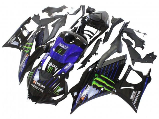 2022-2024 Yamaha YZF R3/R25 Motorcycle Fairings - Blue Green Black Monster Yamalube ENEOS