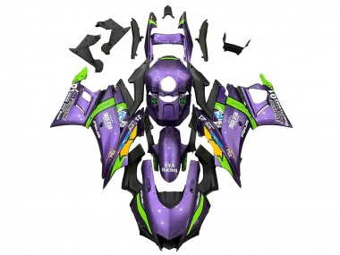 Custom 2022-2024 Yamaha YZF R3/R25 Motorcycle Fairings - Purple Green Yellow Trick Star EVA Racing 21
